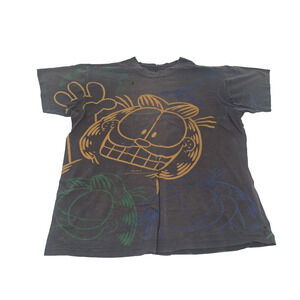 VTG Garfield 1978 All Over Print T Shirt Adult Blue Single Stitch Fruit USA